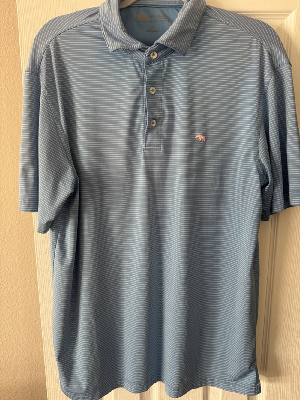 Onward Reserve Men's Light Blue Striped Polo Shirt